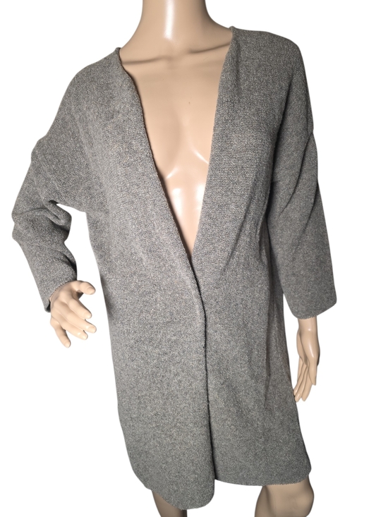 Evam Eva Sweaters - Evam Eva Wool Boucle Long Open Cardigan Coat Gray Size 1 Made in Japan
